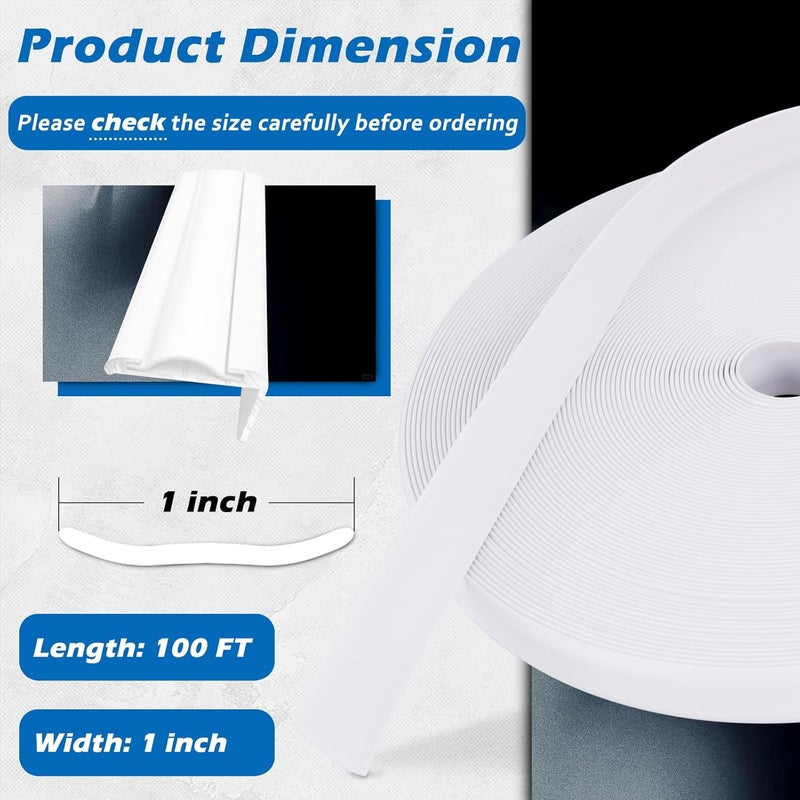 SoCiMa 1" RV Trim Molding Insert with Flat Metal End Caps, RV Screw Cover Trim, Vinyl RV Corner Molding, Weather Stripping Roof Gutter Trim Exterior for RV Camper Travel Trailer (White, 100FT - 1" Wide) - Image 3